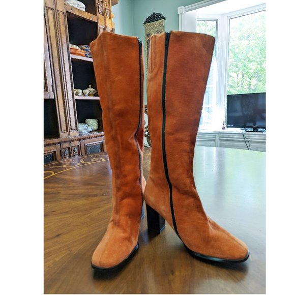 Orange Suede Boots - Picture 1 of 8